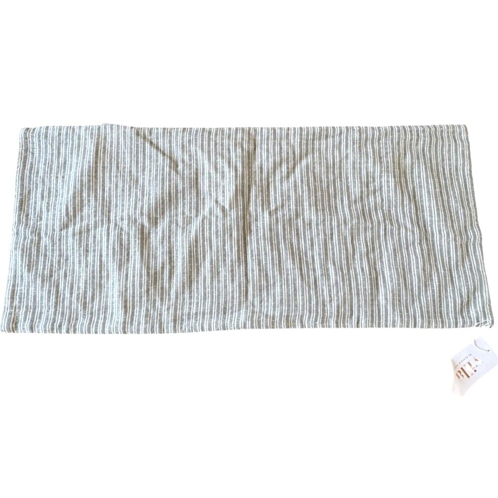 Villa CP 36x16 Cotton Linen Blend Pillow Cover Casa Blue Striped Zip Close NWOT